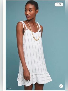 Rails Sicily Striped Mini Dress Blue Linen Blend , Large